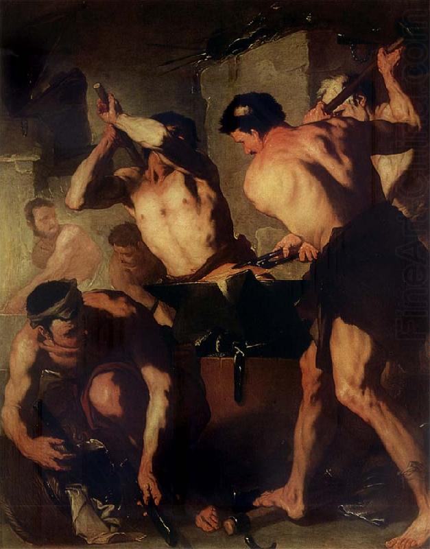 Luca  Giordano The Forge of Vulcan oil painting picture